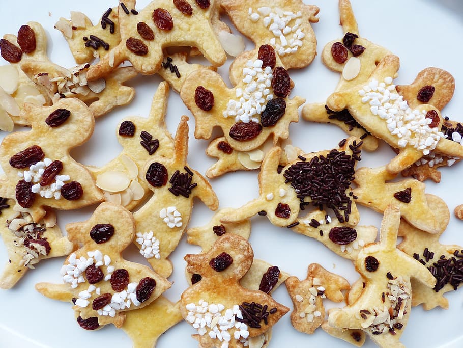several cookies, easter, easter cakes, cookie cutter, ausstecherle HD wallpaper