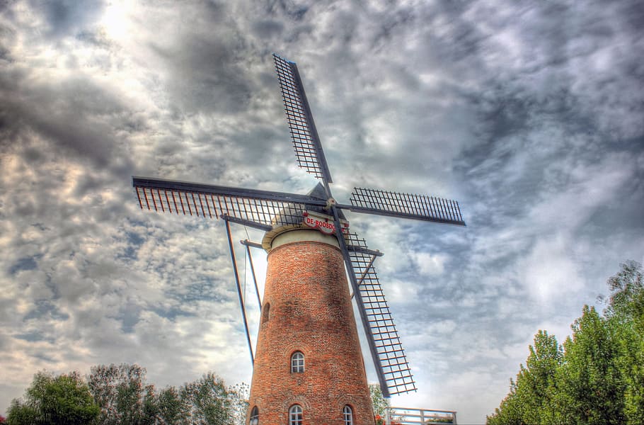 windmill, machine, energy, generator, power, structure, sky HD wallpaper