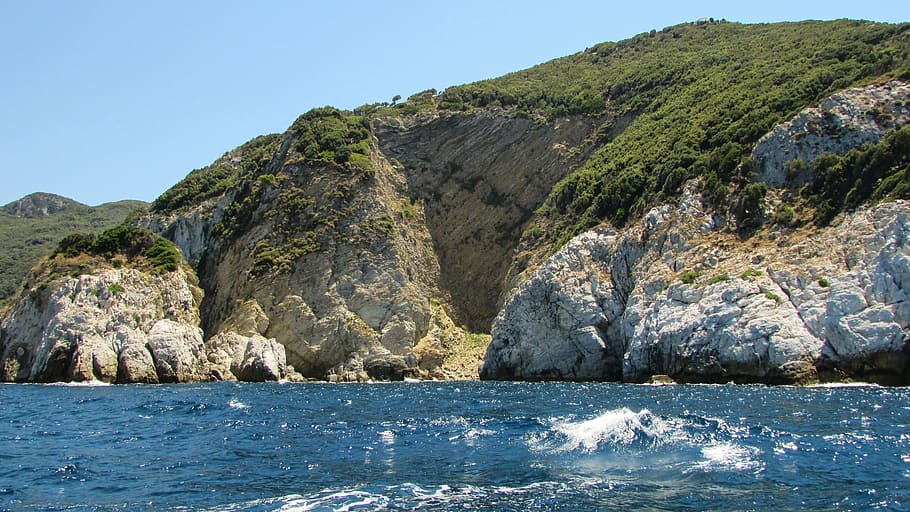 greece, skiathos, rock, cliffs, sea, island, nature, wild, landscape HD wallpaper