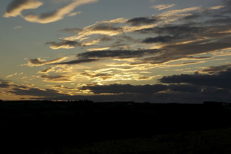 Sunset, Clouds, Sky, Landscape, Nature, evening, blue, natural HD wallpaper