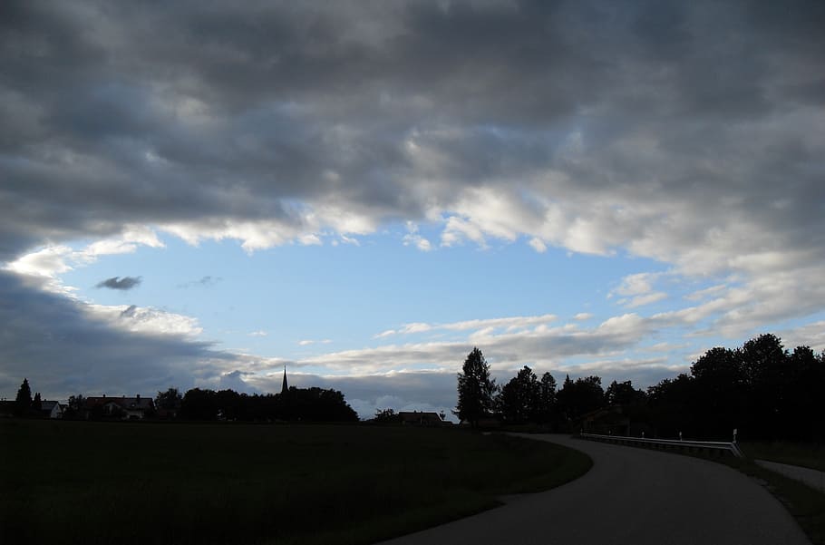 hole, sky, clouds, atmospheric, beautiful, clouded sky, road HD wallpaper
