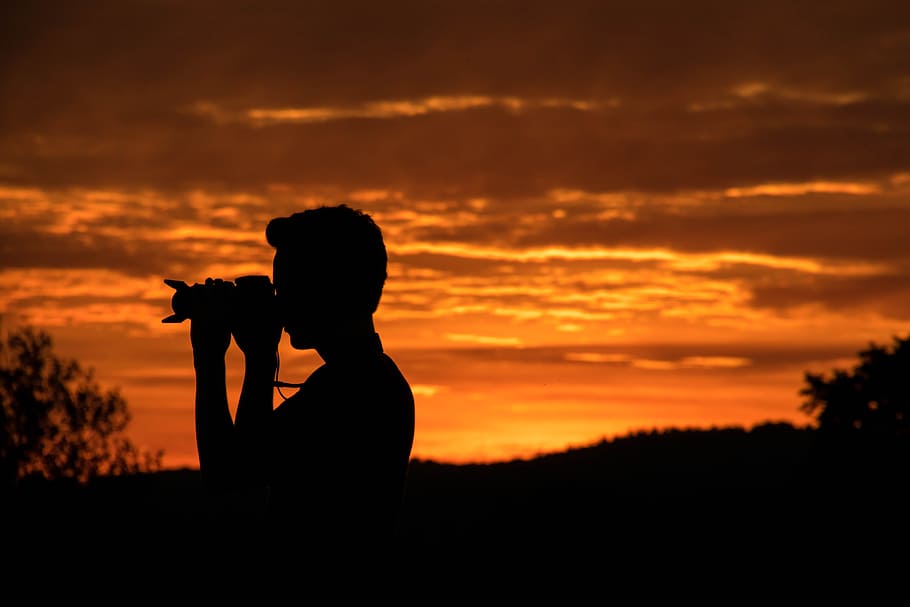 sunset, contour, sky, evening sky, afterglow, mood, shadow HD wallpaper