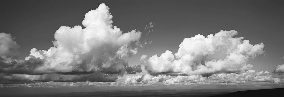 grayscale photo of clouds, black and white, sky, cloud - sky HD wallpaper