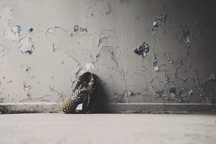 pineapple fruit near wall, random, wall texture, unknown, women HD wallpaper