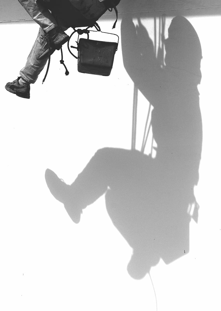 work, building, decorator, shadow, monochrome, low section HD wallpaper
