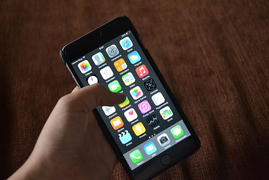 person holding space gray iPhone 6 with turned-on screen, apple, HD wallpaper