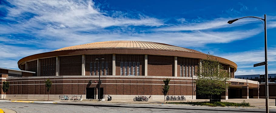 brown dome building, mackey arena, architecture, purdue university