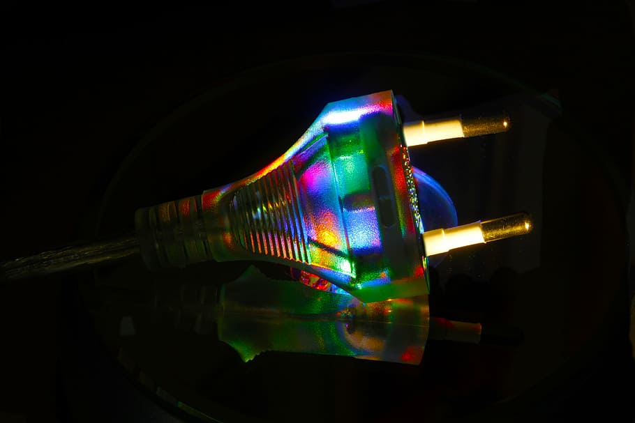 gray 2-prong cable on black surfac e, plug, color, light, current HD wallpaper