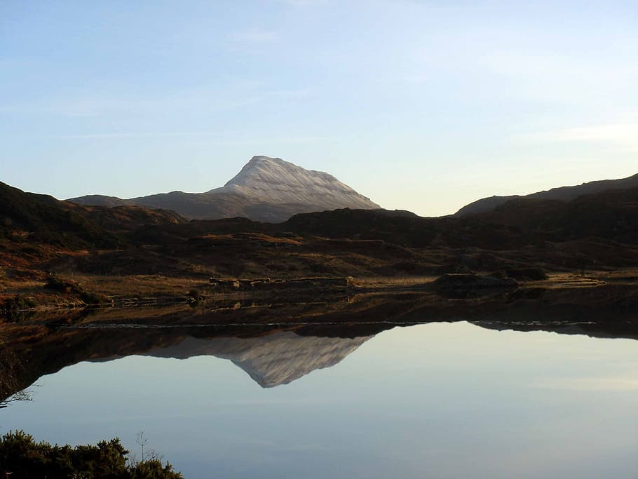 landscape, reflection, sky, mountain, water, nature, lake, outdoor HD wallpaper