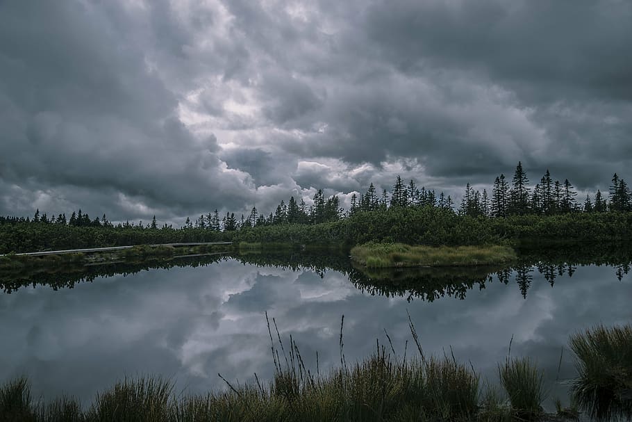 pond, storm, rogla, landscape, nature, lake, pohorje, lovrenc HD wallpaper