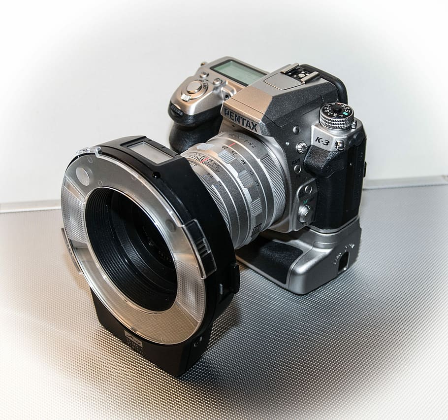pentax, digital camera, ring flash, lens, aperture, zoom, photographic equipment HD wallpaper