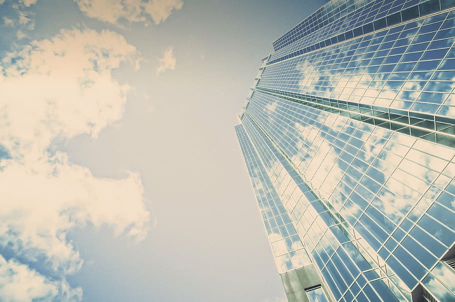 low-angle photography of high-rise building, facade, reflection HD wallpaper
