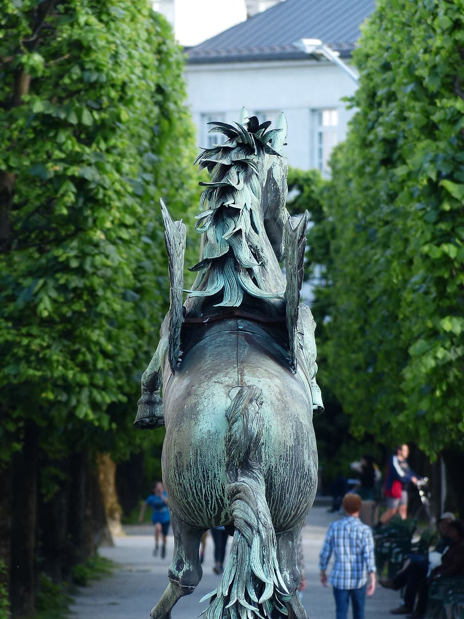 Horse, Ross, Statue, Monument, mirabell gardens, salzburg, sculpture HD wallpaper