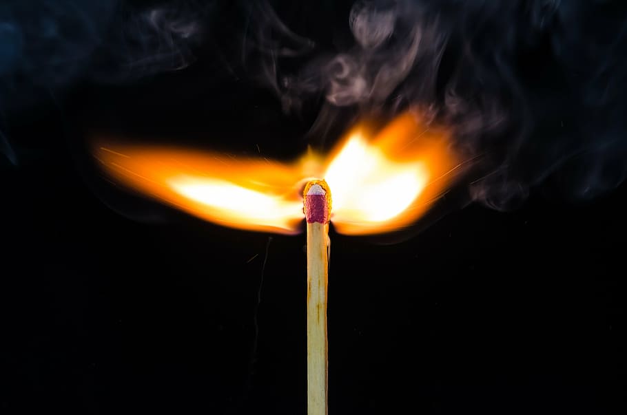combustion, fire, match, flame, light, burn, heat, flammable HD wallpaper