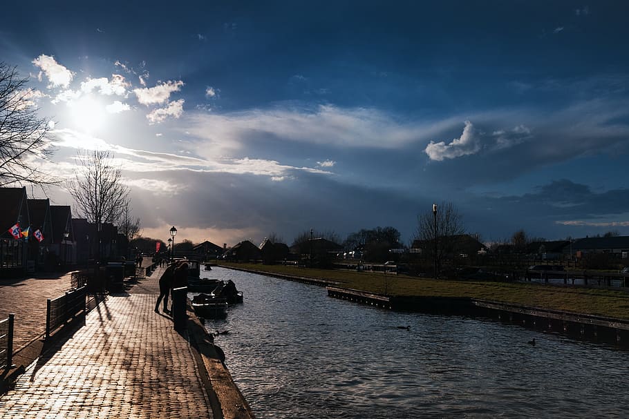 Giethoorn, Netherlands, Holland, Channel, evening, blue, sky, HD wallpaper