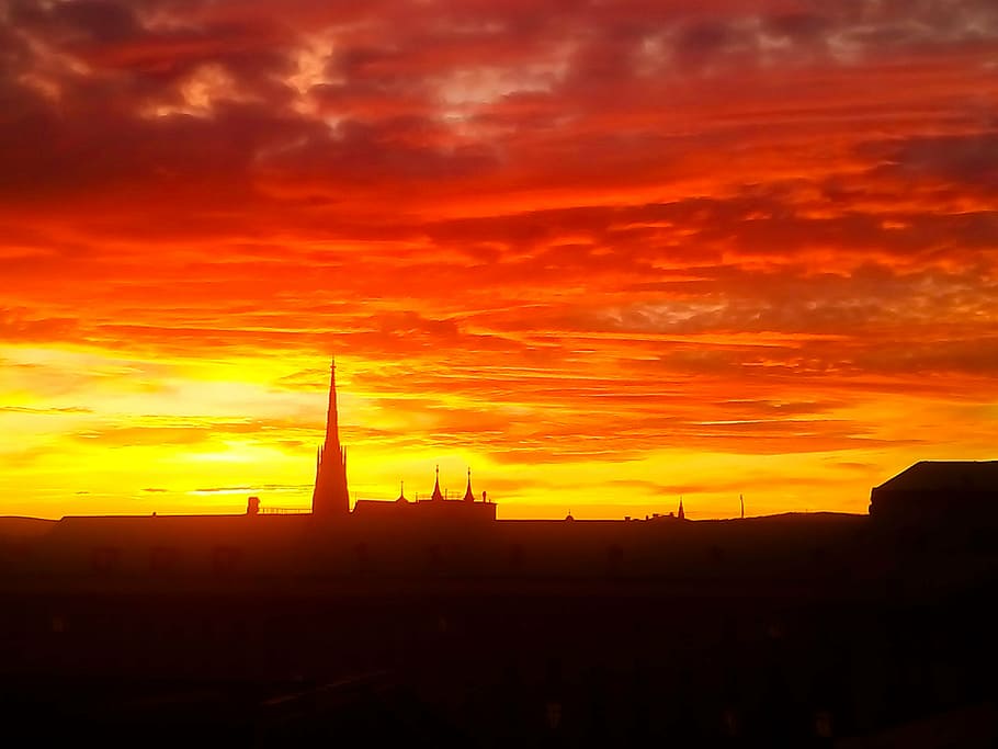 sky, afterglow, sunset, clouds, evening sky, mood, abendstimmung HD wallpaper