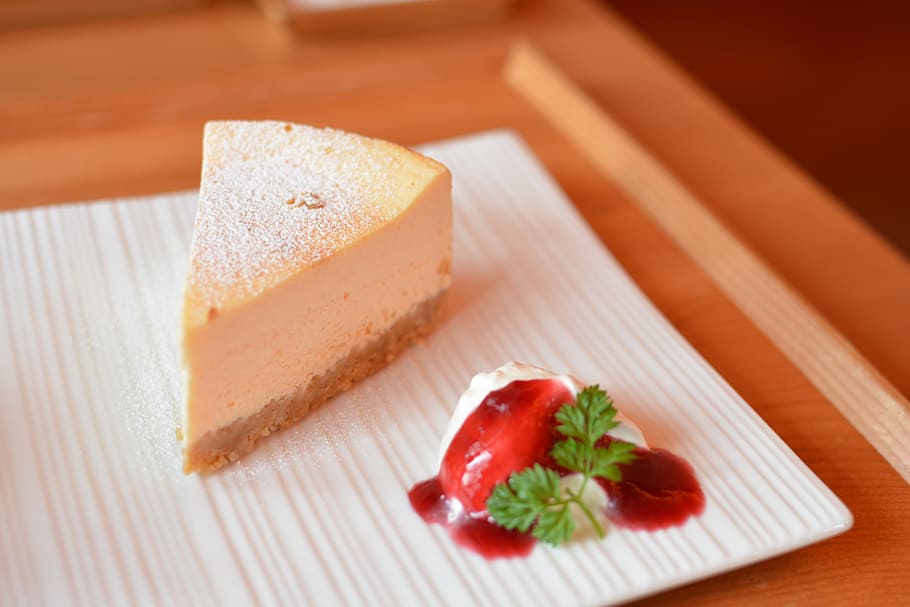 cheese cake on plate, dessert, candy, delicious, suites, sweet HD wallpaper