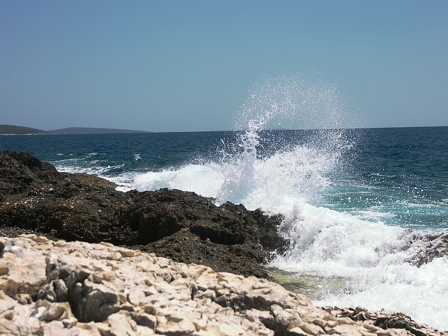 wallpaper, background, lake, beach, croatia, rocky, foam, sea HD wallpaper