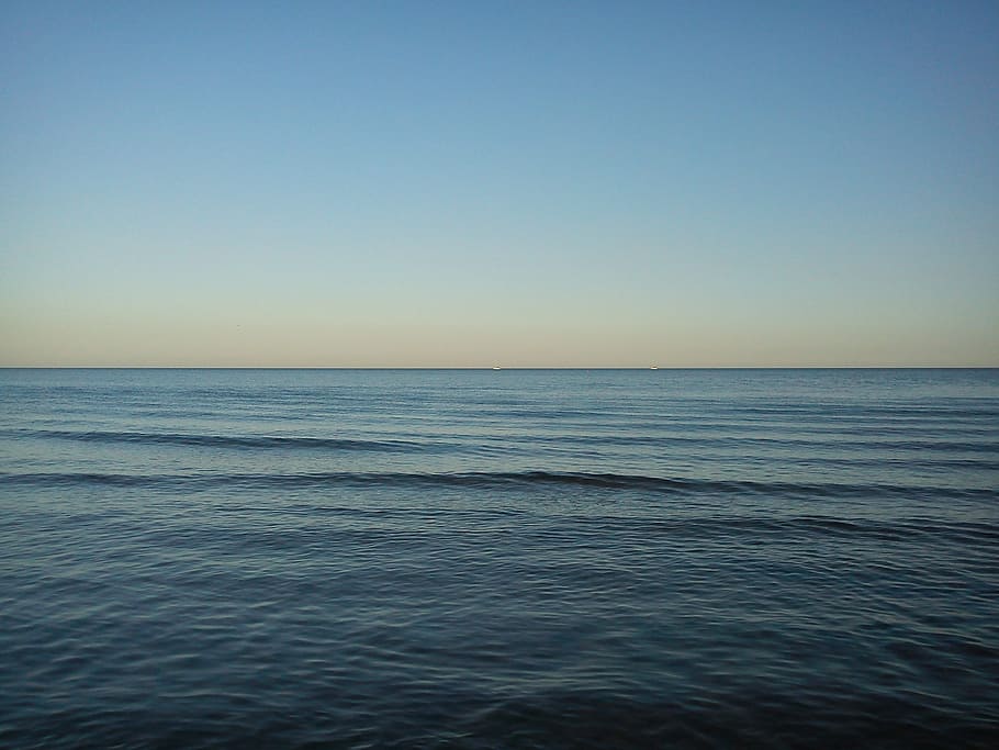 sea, sky, horizon, blue, haze, calm sea, abendstimmung, adriatic sea HD wallpaper
