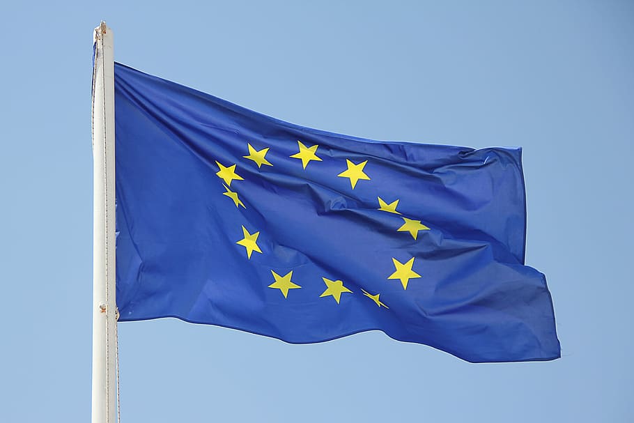 blue and yellow star print country flag, europe, european, international, HD wallpaper
