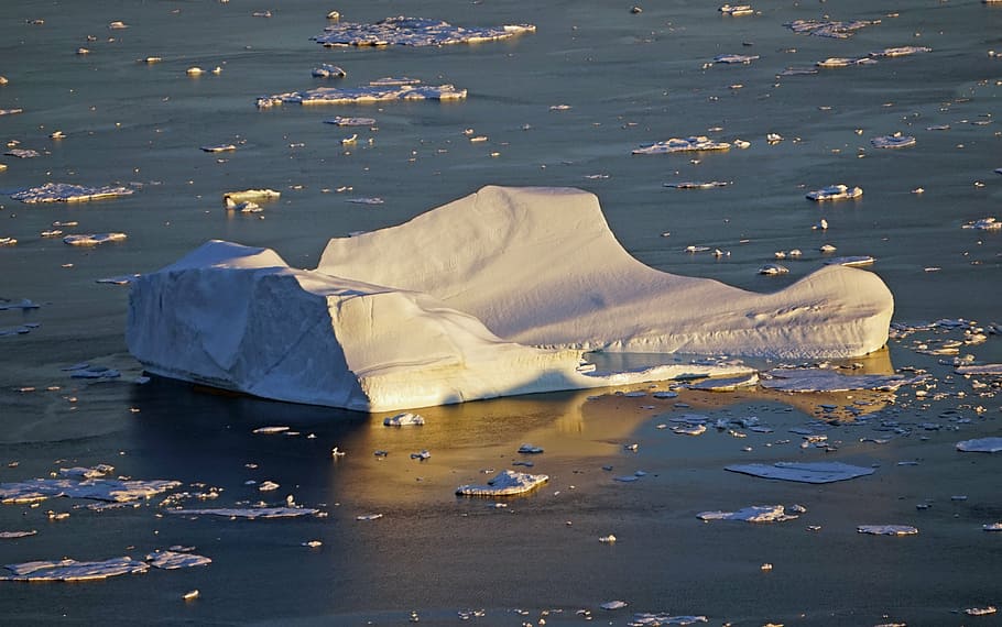 white ice block, greenland, iceberg, mer de glace, water, nature