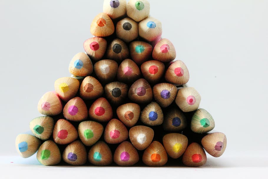 assorted-color pencils pile, coloured, draw, sketch, art, rainbow