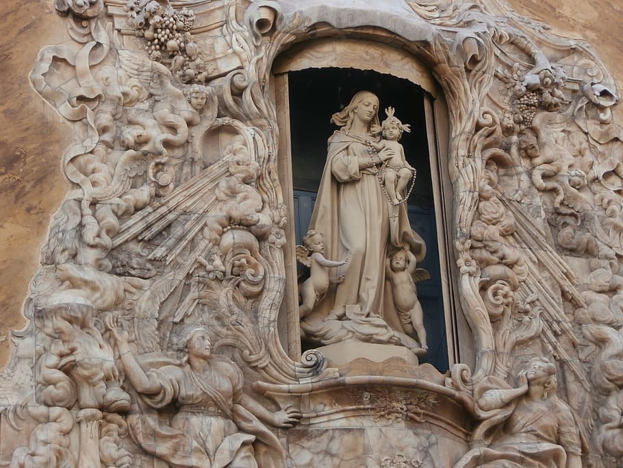 baroque, virgin, valencia, art and craft, sculpture, human representation HD wallpaper