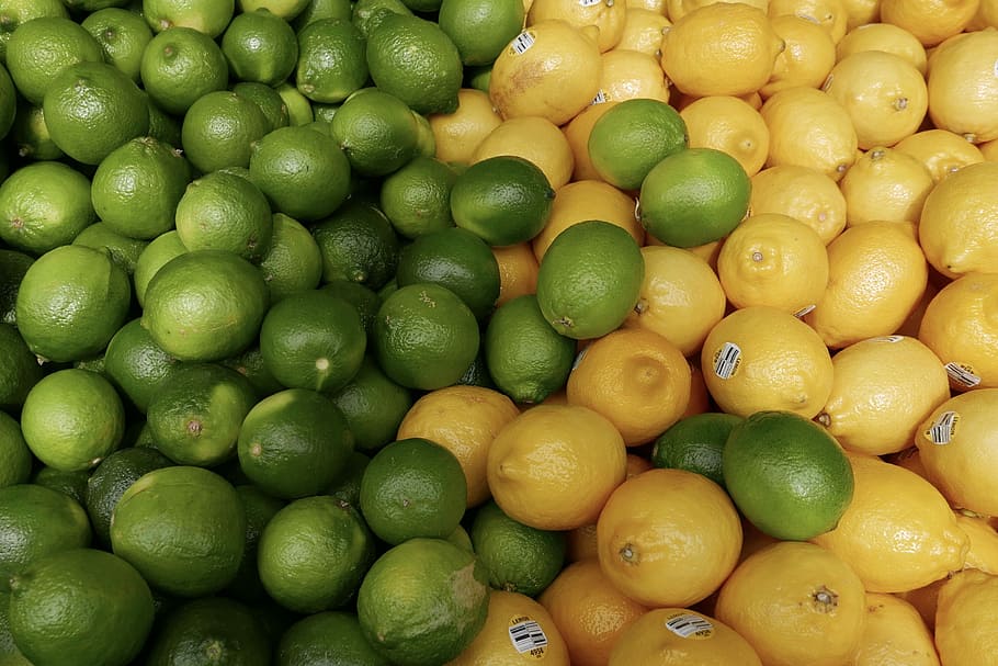 bunch of limes, green and yellow lime and lemon lot, fruit, healthy eating HD wallpaper