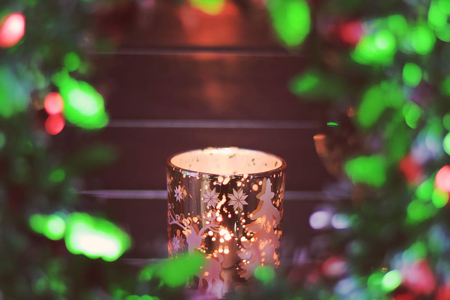 brown and white decorative candle holder, christmas, decoration HD wallpaper