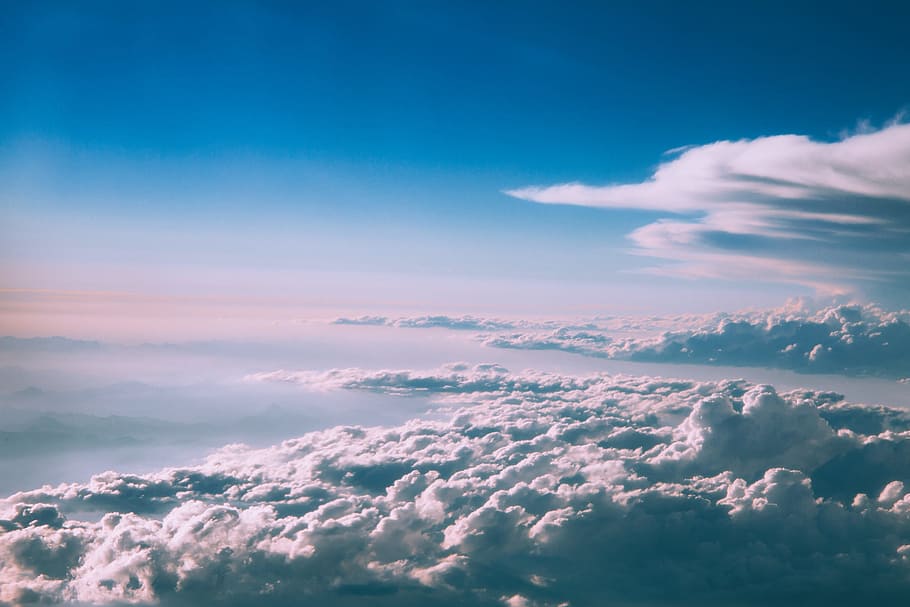 nature, sky, clouds, blue, atmosphere, cloud - sky, beauty in nature HD wallpaper