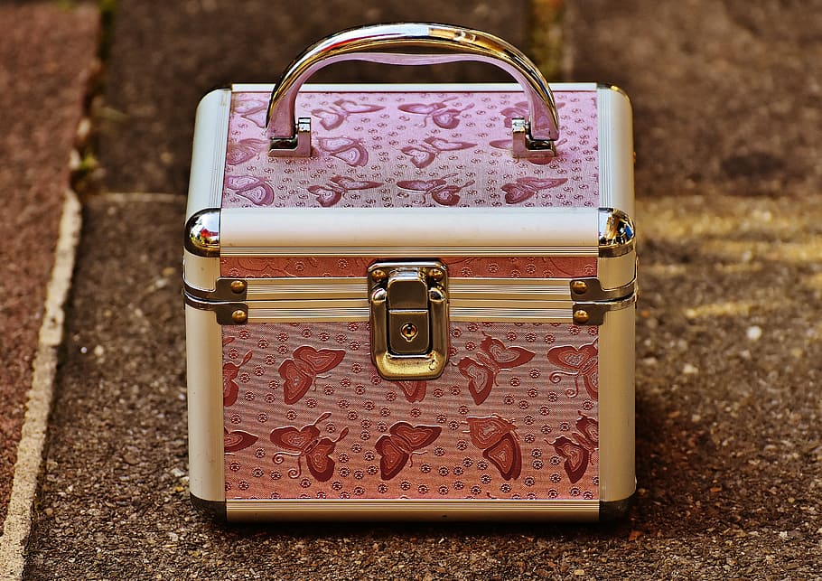 briefcase, pink, silver, cute, luggage, vanity cases, storage HD wallpaper
