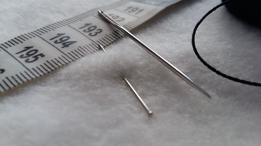 sewing, needle, pin, measuring tape, thread, background, approach HD wallpaper