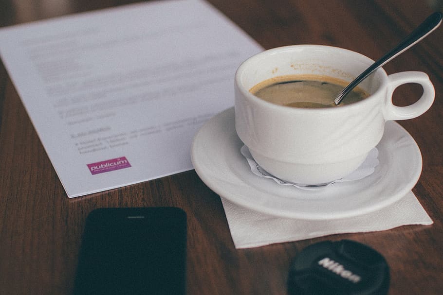 half-filled cup on sacuer, coffee, espresso, iphone, mobile HD wallpaper