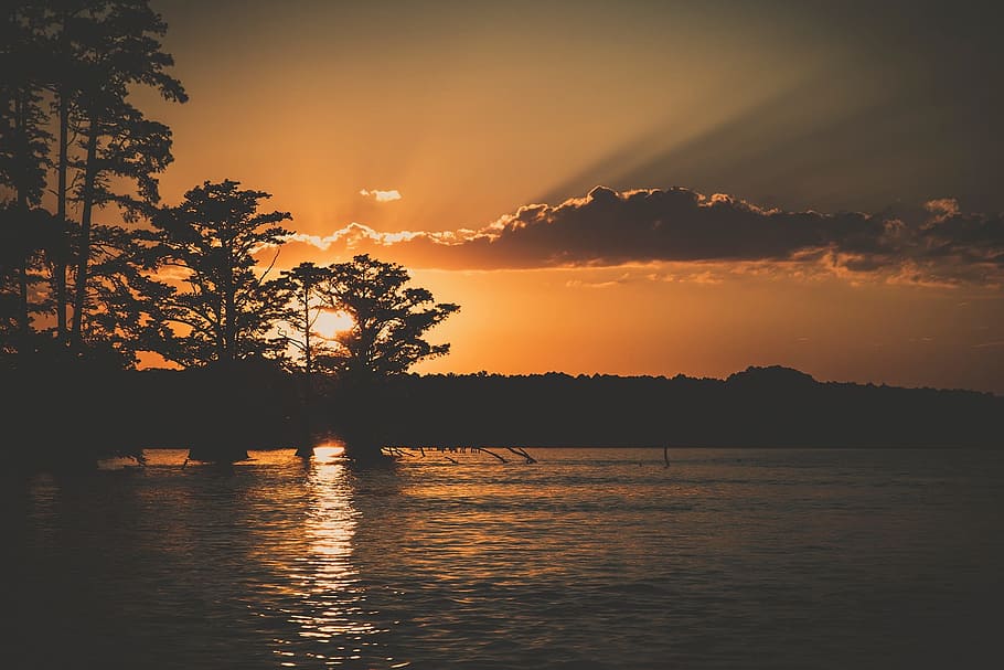 sunset, sunlight, sunrise, mountain, clouds, sky, dark, nature HD wallpaper