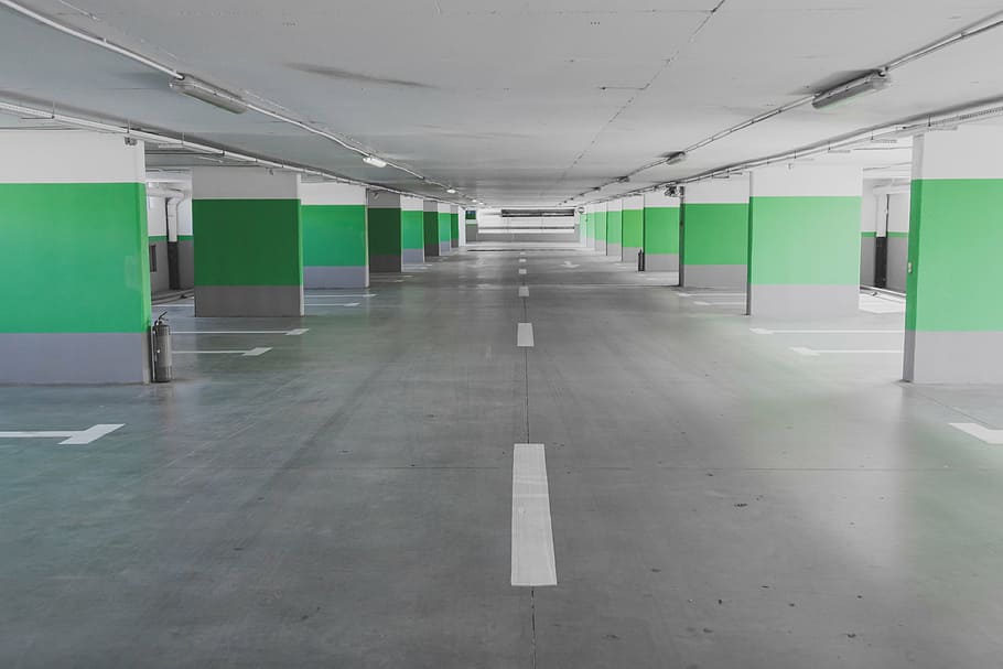 building parking lot interior, car, without, cars, architecture, HD wallpaper