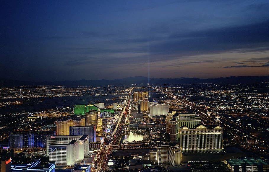 Las Vegas, Nevada, strip, sunset, night, evening, casino, gambling, HD wallpaper