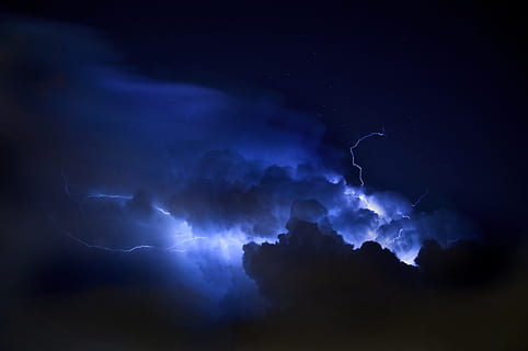 lighting thunderstorm, lightning, weather, sky, nature, danger HD wallpaper