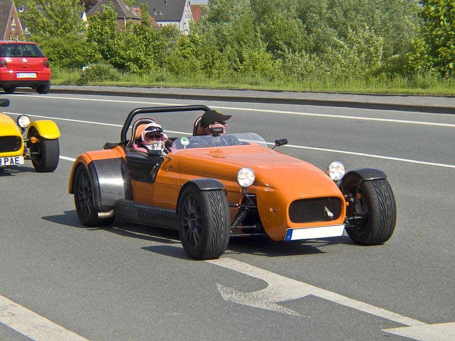 Auto, Racing, Racing Car, Replica, Orange, mature, road, black HD wallpaper