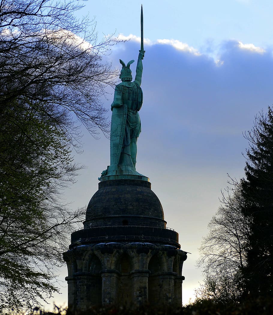 herman monument, statue, evening, history, zeitgeschichte, commemorate HD wallpaper