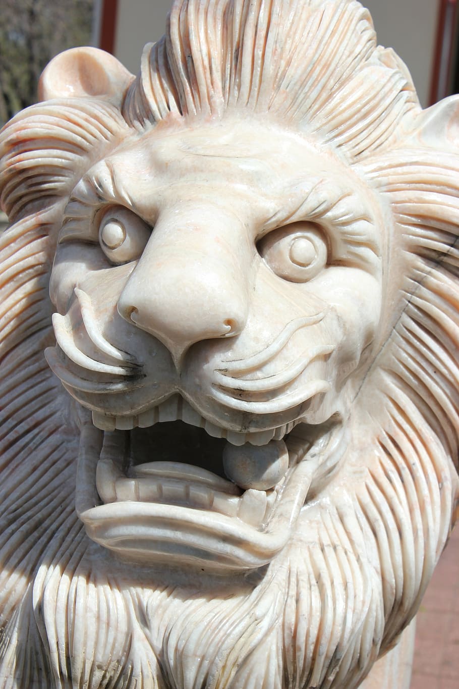 lion, statue, sculpture, stone, asia, religion, temple, ancient HD wallpaper