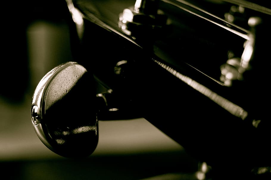 guitar, string, black, white, sound, instrument, music, mechanics HD wallpaper