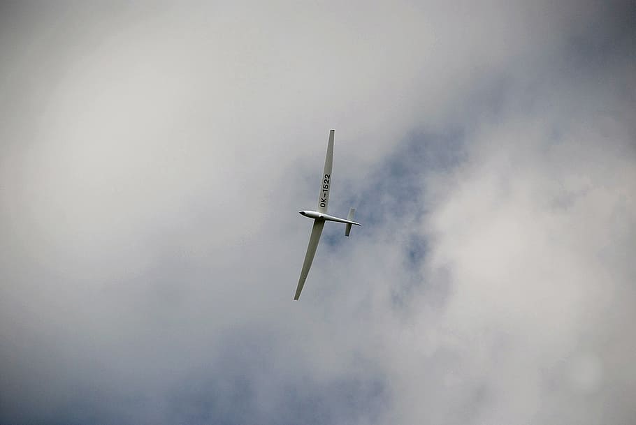 glider, the plane, clouds, sky, blue, fly, turbine, air vehicle HD wallpaper
