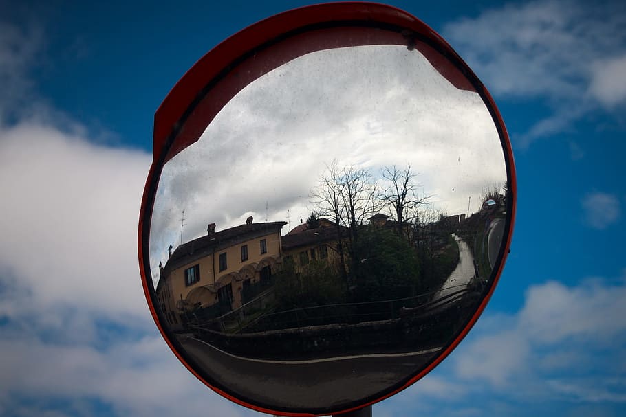 Mirror, Traffic, Mirroring, traffic mirror, reflection, road HD wallpaper