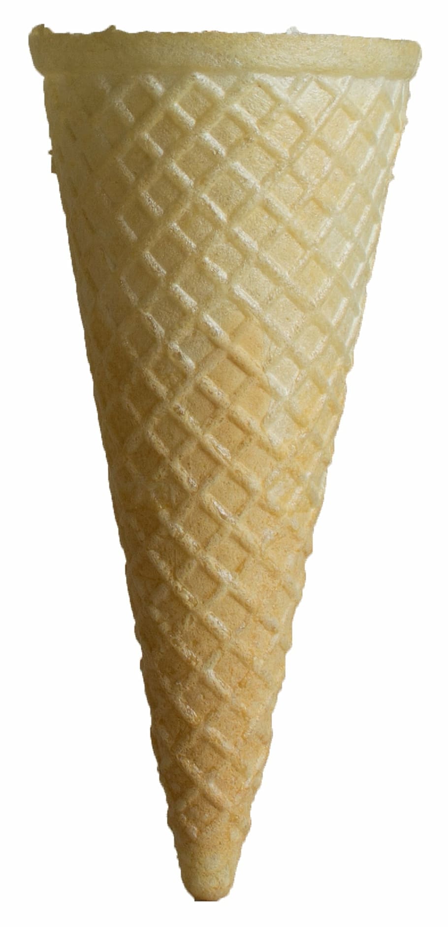 brown ice cream cone, isolated, crispy, empty, crunch, white background, HD wallpaper