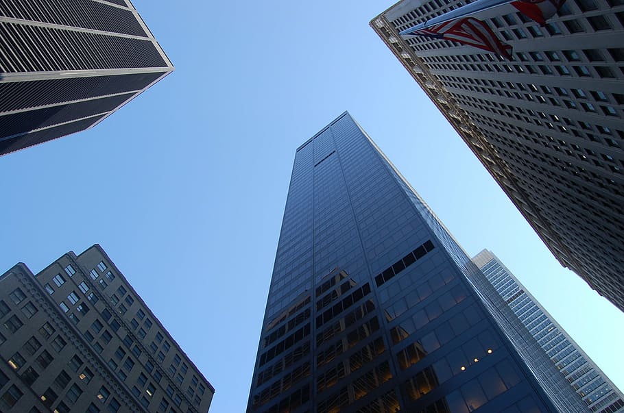 worm's eye view of city buildings, architecture, structures HD wallpaper