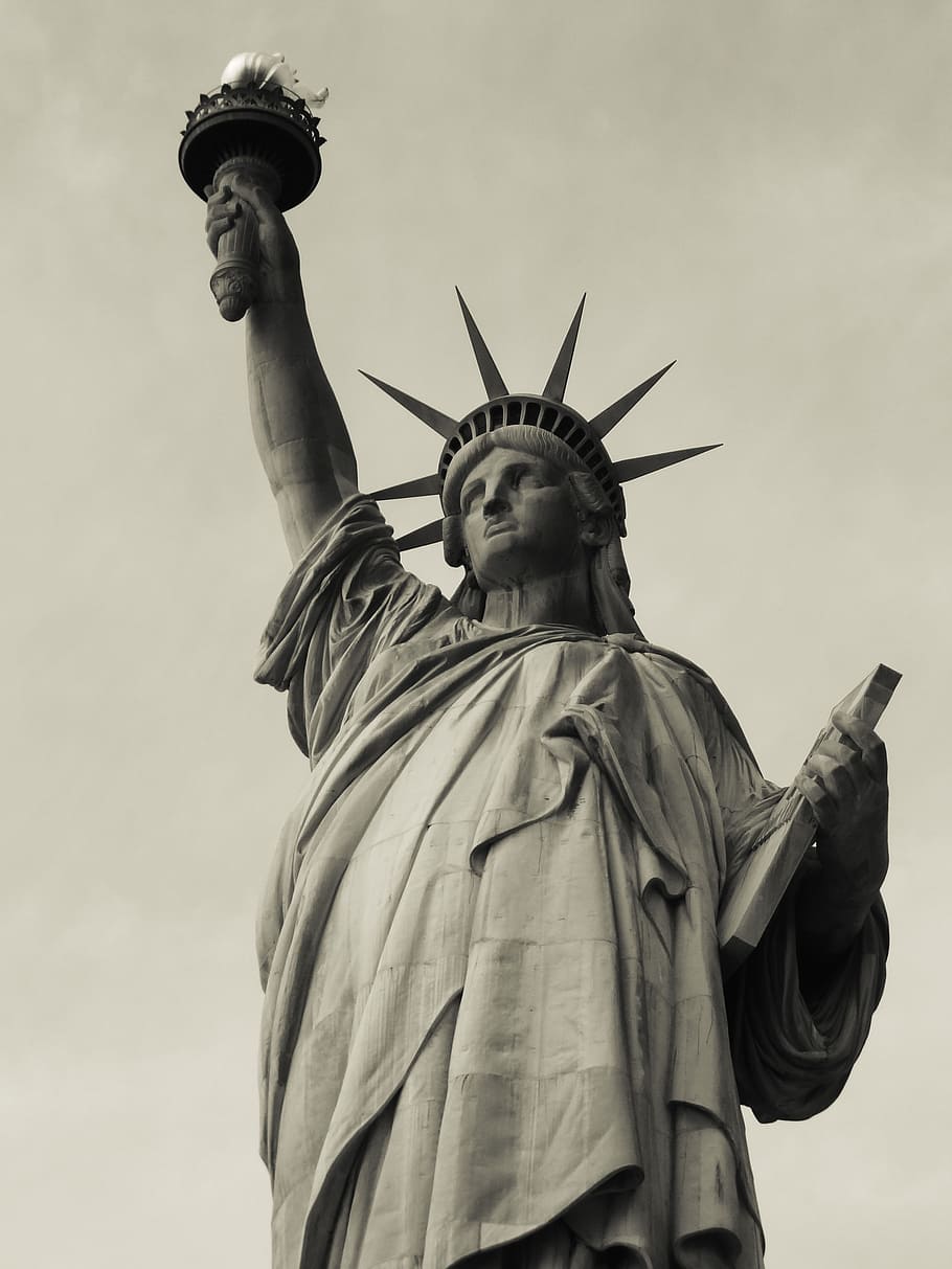low angle photography of Statue of Liberty at Ellis Island, New York, HD wallpaper