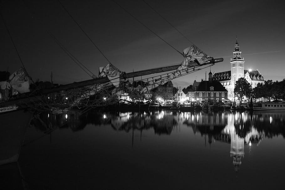 Night, Sail, Port, reflection, illuminated, architecture, building exterior HD wallpaper