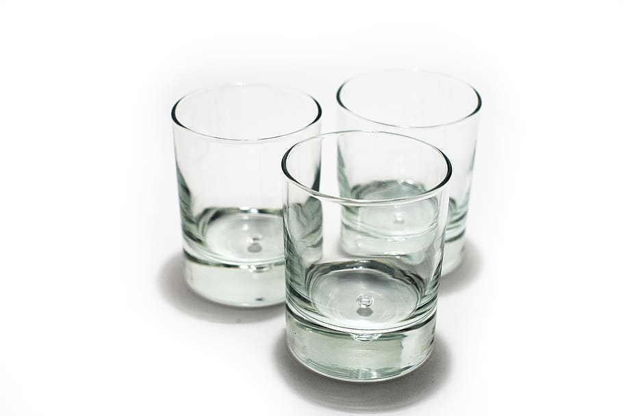 glass, blank, three, drinking glass, white background, studio shot HD wallpaper