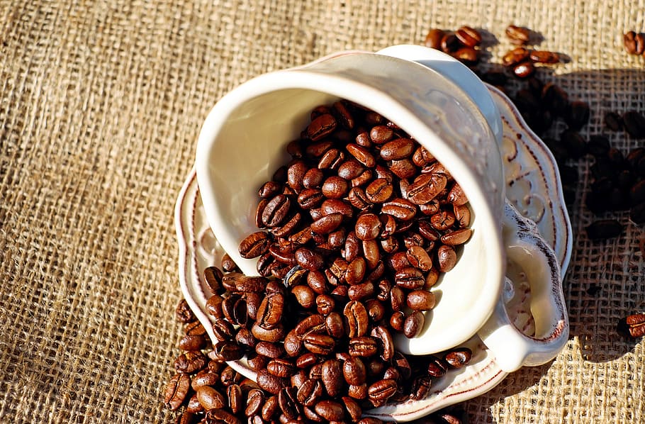 caffeine, cup, mug, coffee beans, food and drink, coffee - drink HD wallpaper