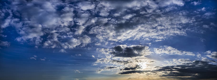 sky and clouds, fleecy, clouds form, blue, white, weather, cloudscape HD wallpaper